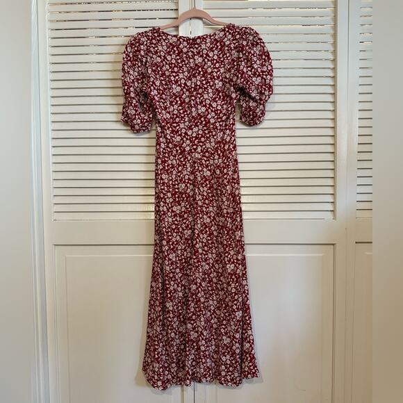 Reformation Red Floral Matin Midi Dress in Flower Girl - Picture 10 of 10